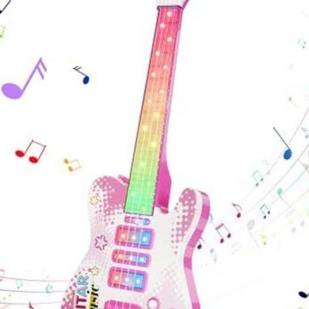 Kids Pink Light-Up Electric Guitar Toy with Music – Ages 3+